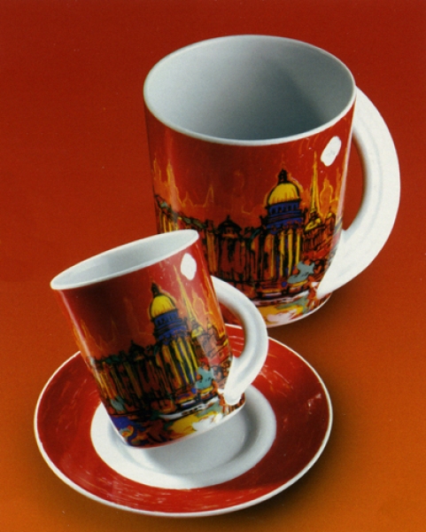 Rozenthal cups (St Petersburg special series) decorated by Demtsiu .