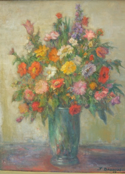 FLOWERS IN A GREEN VASE