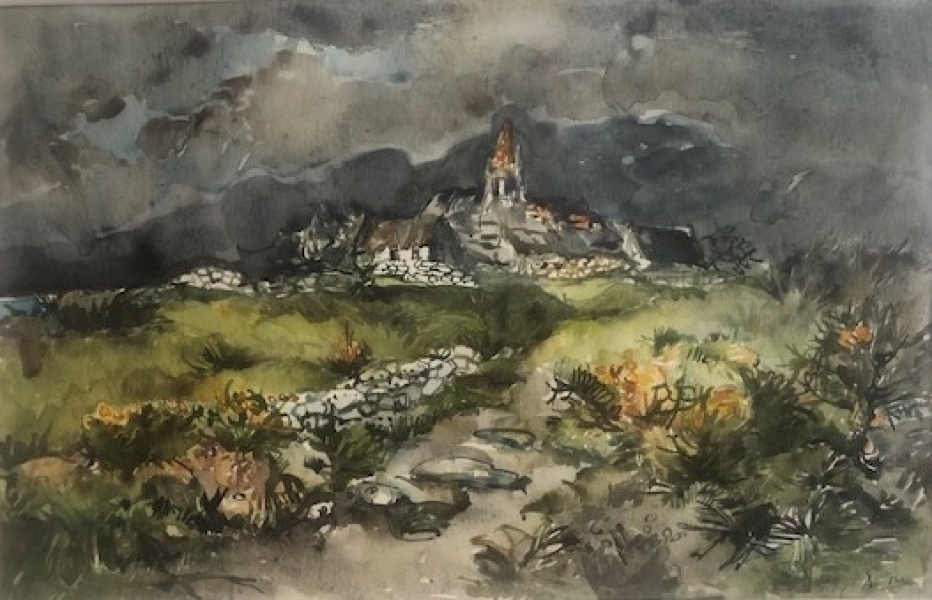 Village breton sous l'orage (CA 1983)